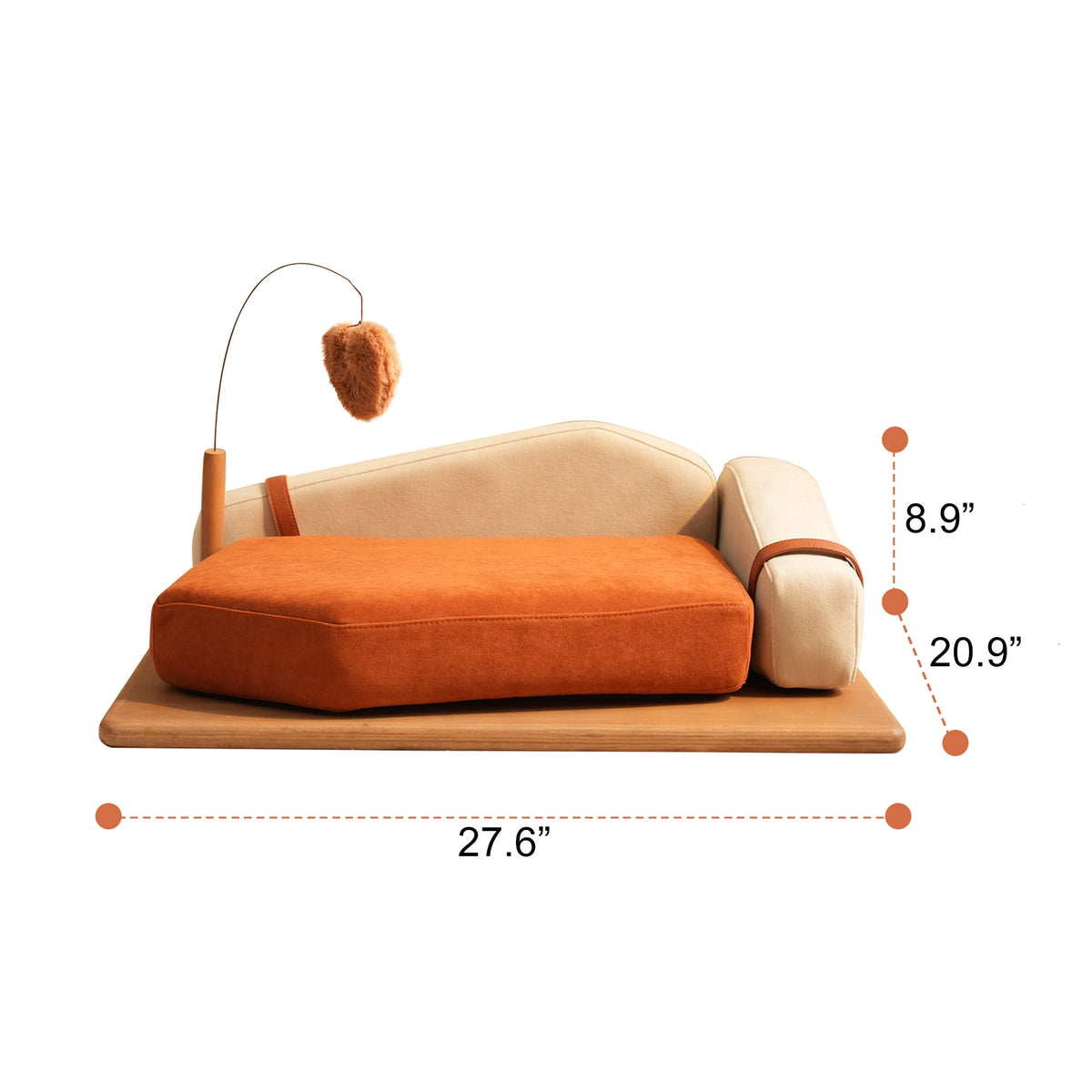Wooden Pet Bed for Cats & Dogs with Interactive Toy - Oak Veneer