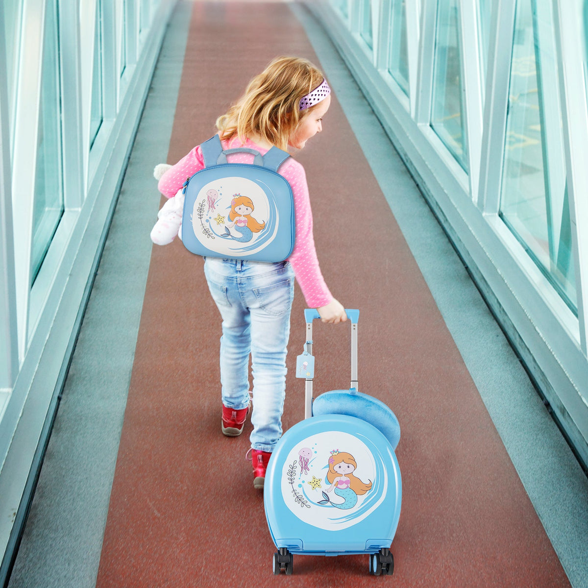 Kids Luggage Set with 14 Inches Carry-on Hardside Spinner Toddler Luggage and 10 Inches Backpack
