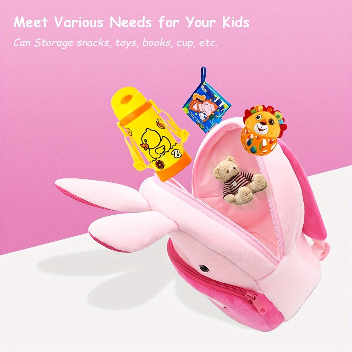 1PC Toddler Plush Cartoon Backpack – Cute & Lightweight Mini Travel Bag for Kids, Boys & Girls