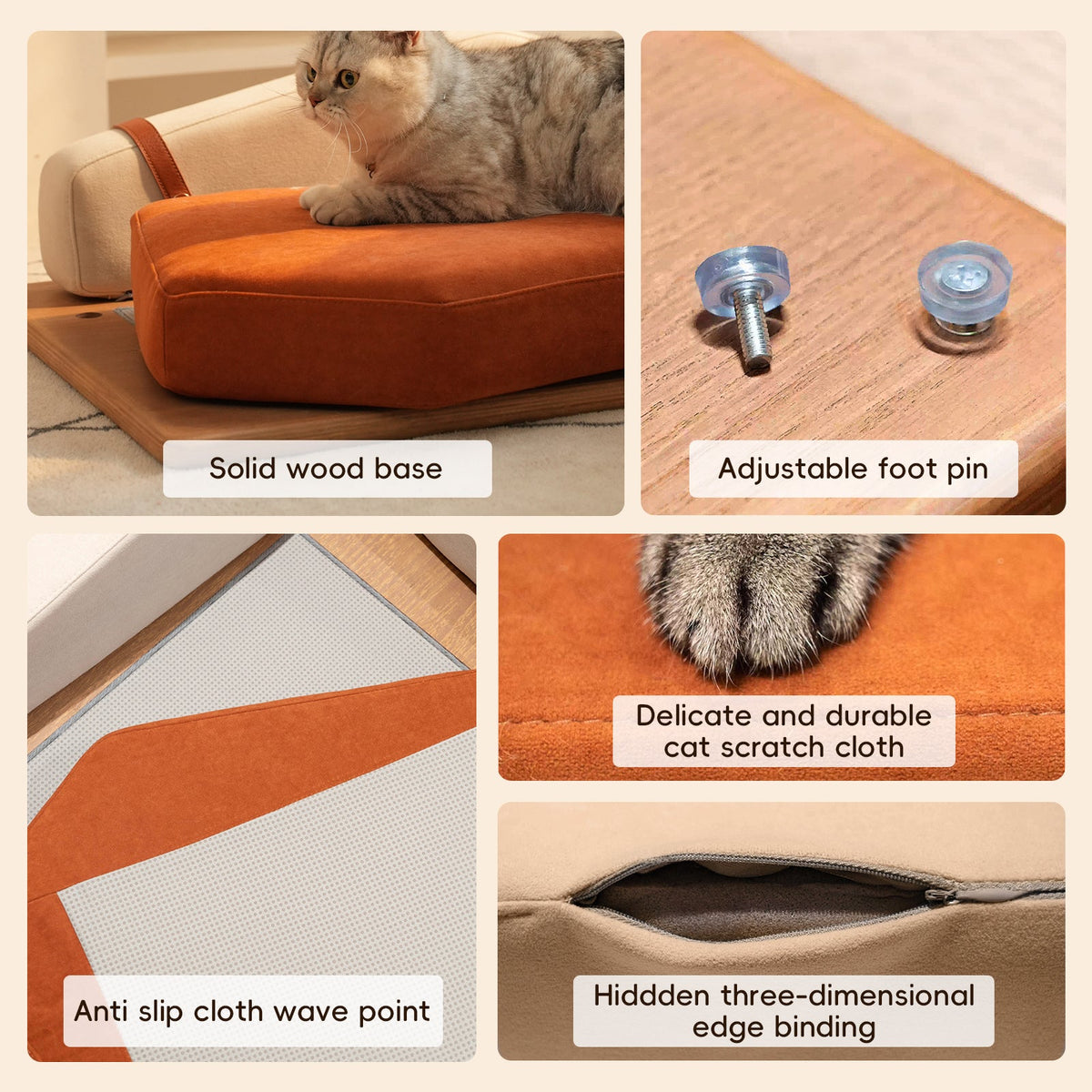 Wooden Pet Bed for Cats & Dogs with Interactive Toy - Oak Veneer