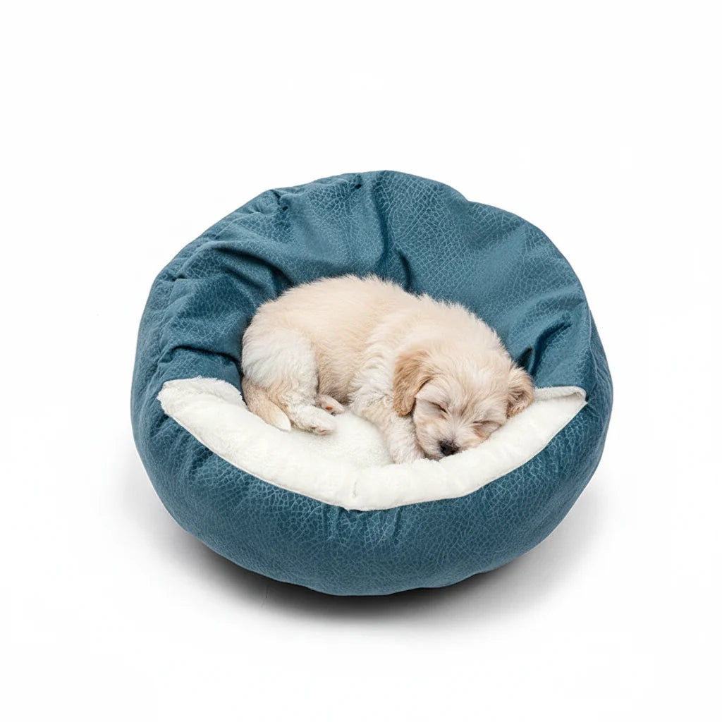 Benepaw Orthopedic Hooded Dog & Cat Cuddler Bed – Winter Warm Waterproof Dirt-Resistant Donut Nest with Blanket, Machine Washable (4 Colors, S–L)