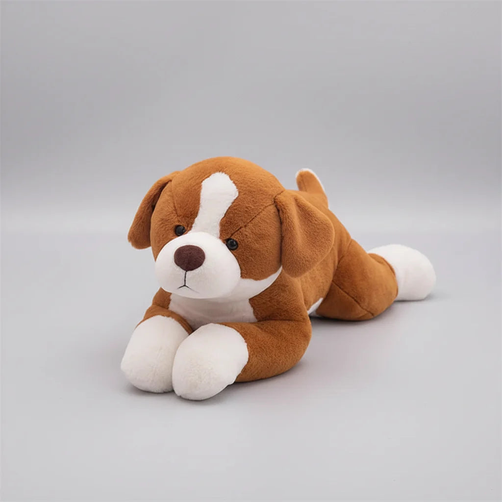Kawaii Border Dog Plush Pillow – Simulation Puppy Stuffed Animal Cushion in Grey & Brown (50–100cm)