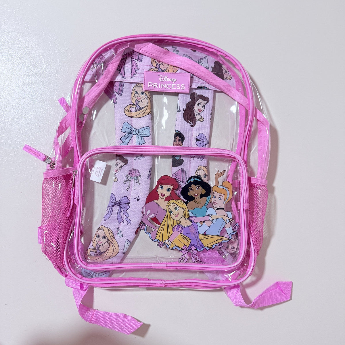 Disney Princess Kids Clear PVC Backpack, 16 in, School and Stadium