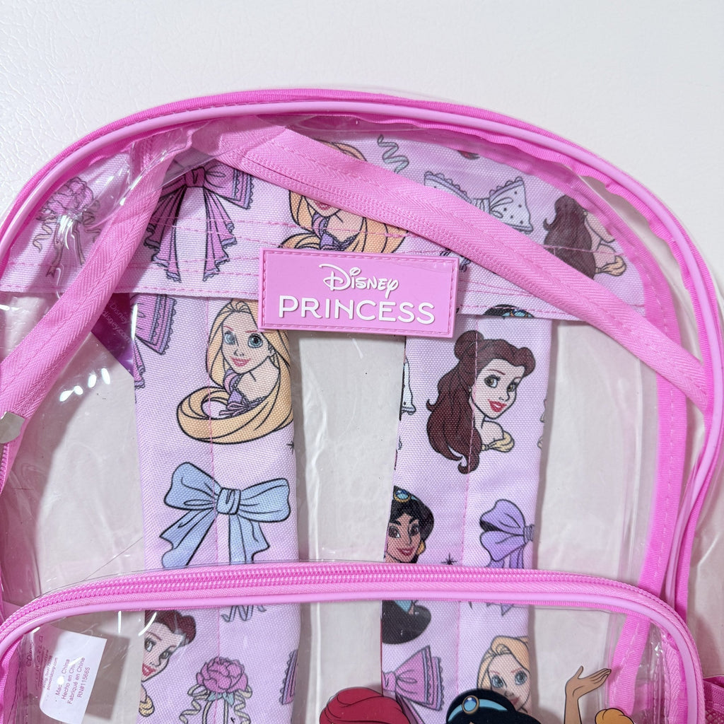 Disney Princess Kids Clear PVC Backpack, 16 in, School and Stadium