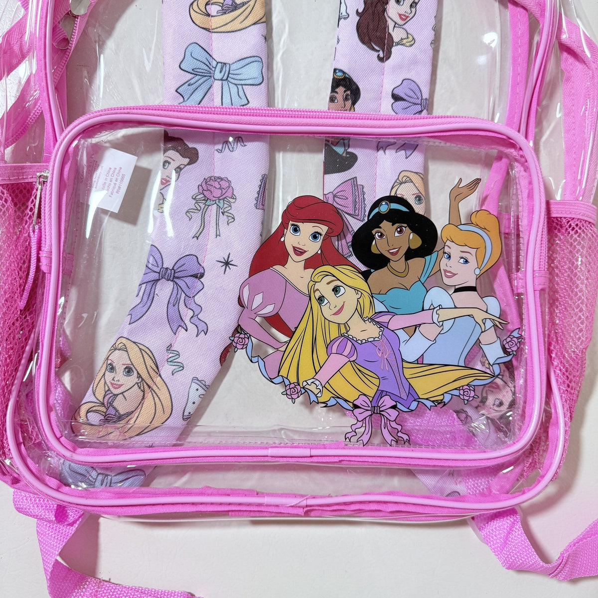 Disney Princess Kids Clear PVC Backpack, 16 in, School and Stadium