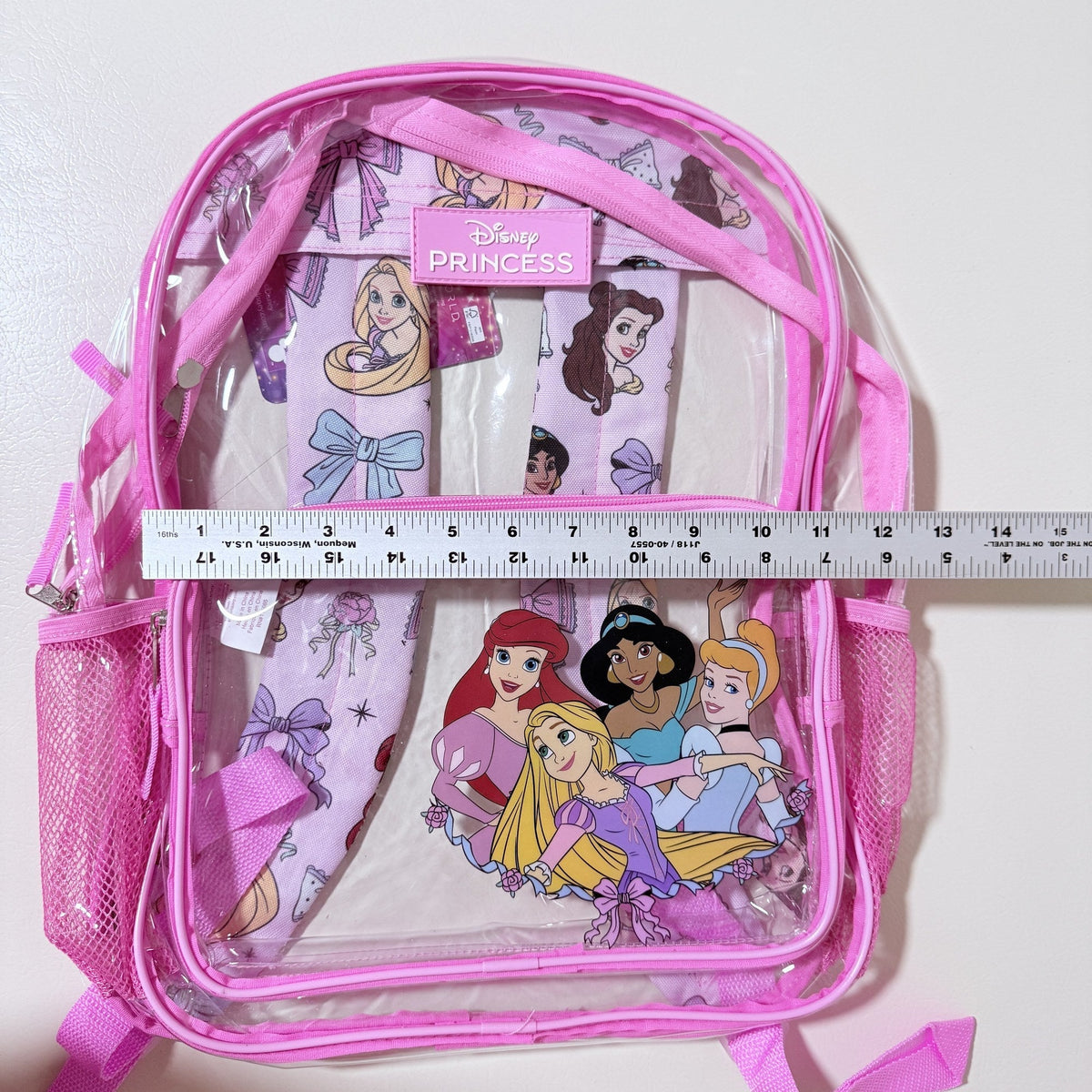 Disney Princess Kids Clear PVC Backpack, 16 in, School and Stadium