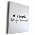 3dRose Im a Teacher Whats your Superpower - funny teaching... - Museum Grade Canvas Wrap (cw_184950)