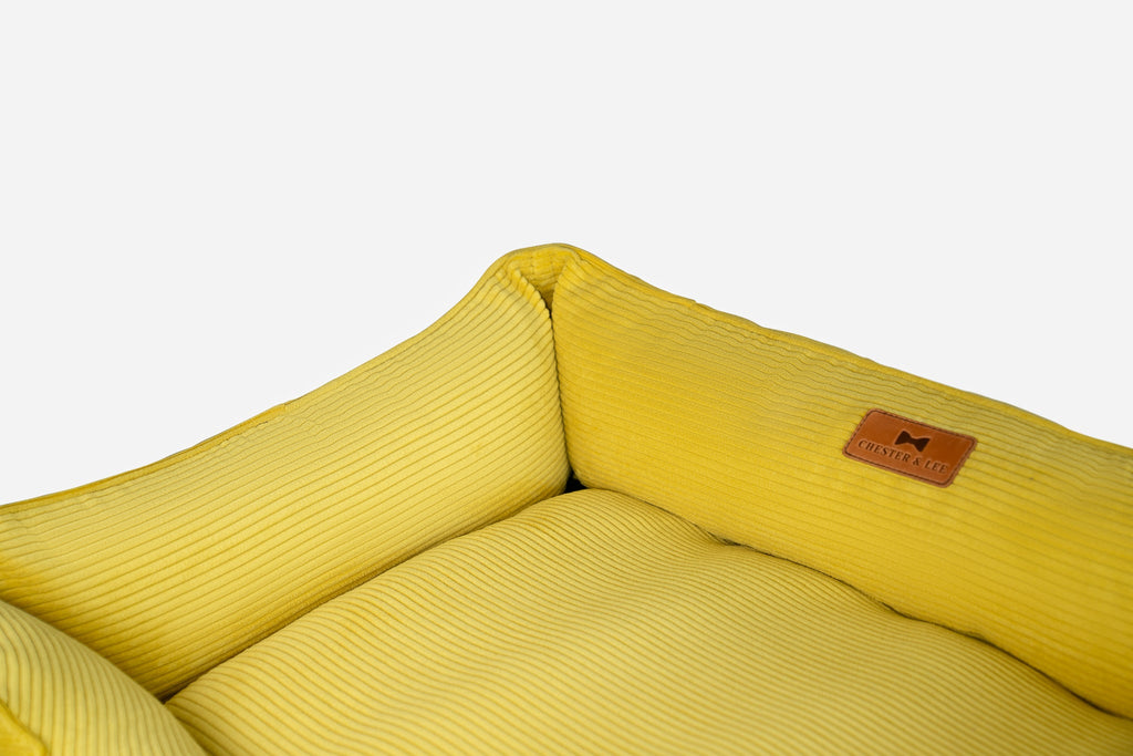 Chester & Lee | Fancy Corduroy Sleeper Dog Bed Sunny Yellow
