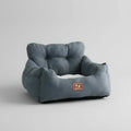 Dog Car Seat Booster Nest – Washable 100% Cotton Travel Cushion with Safety Belt, All-Season, 3 Styles