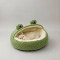 Kawaii Frog Shape Pet Nest – Winter Warm Plush Cat & Dog Villa (3 Styles, Anti-Slip, Removable Cushion)