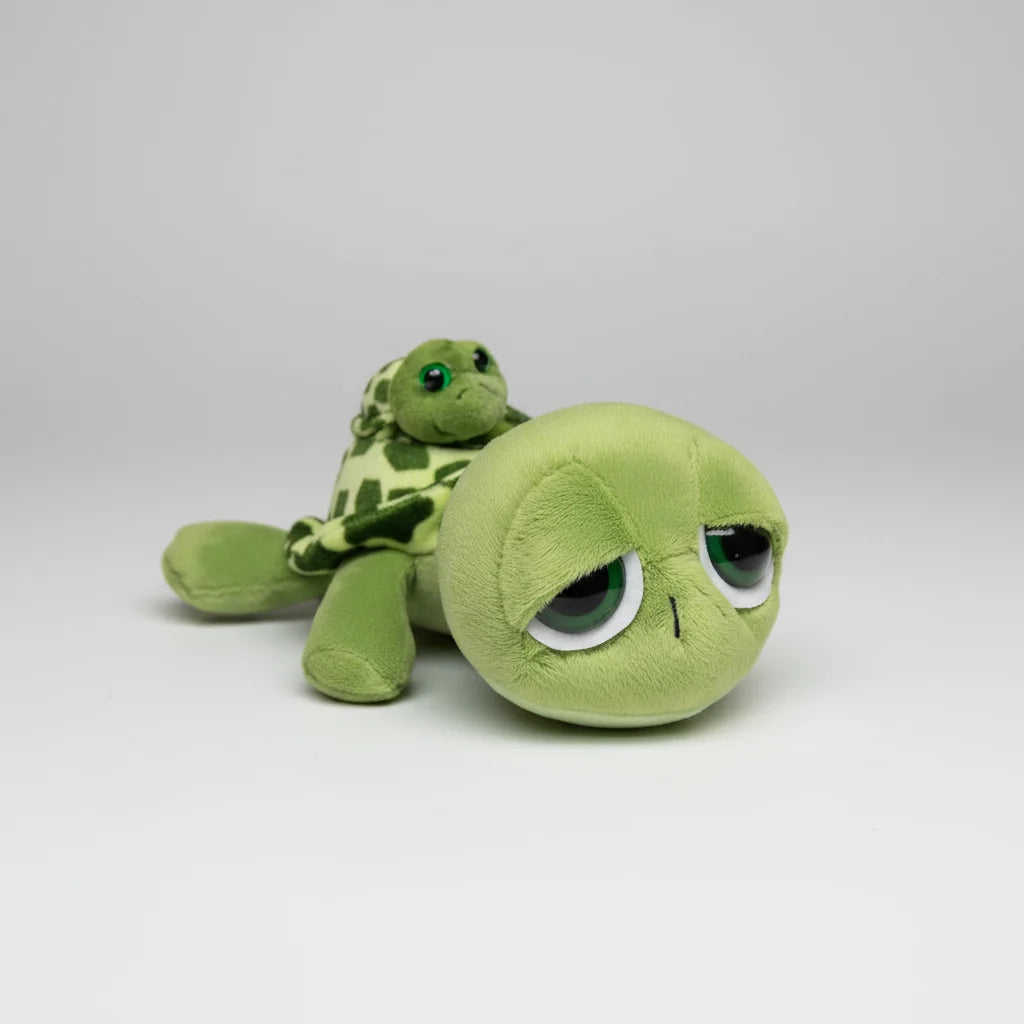 Mother & Baby Turtle Plush Toy – Cute Big-Eyed Turtle Stuffed Animal Pillow