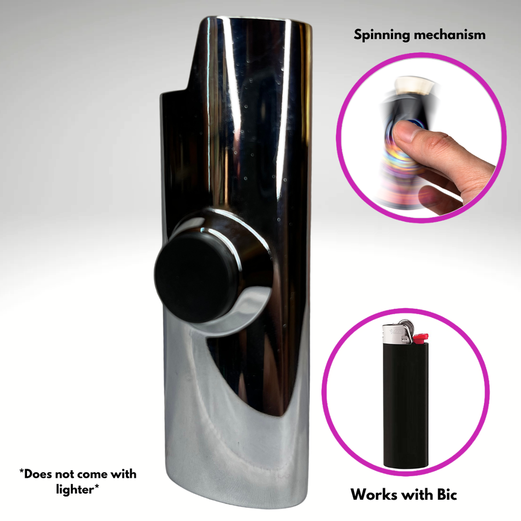 Metal SLVR Surfer ~ Fidget Spinner Case for Bic Lighters