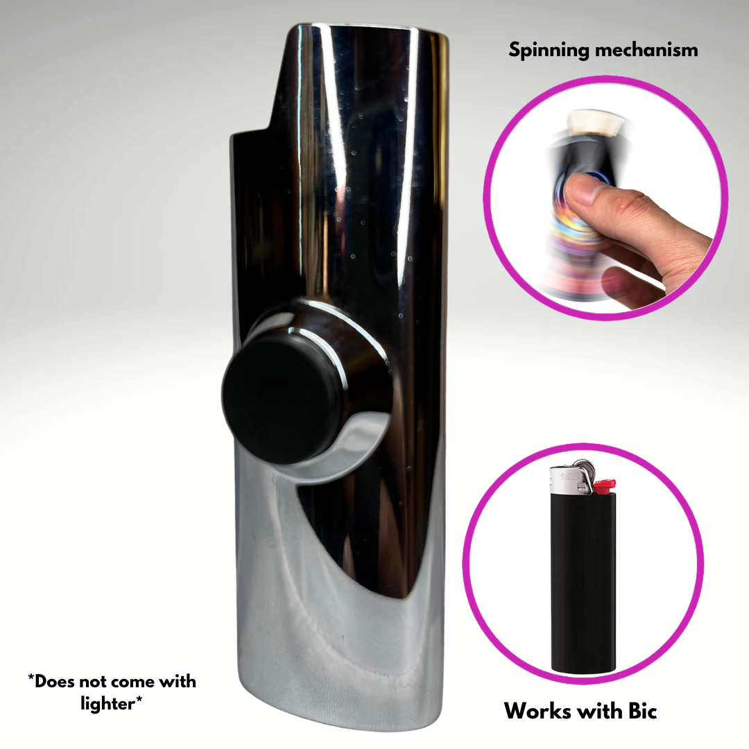Metal SLVR Surfer ~ Fidget Spinner Case for Bic Lighters