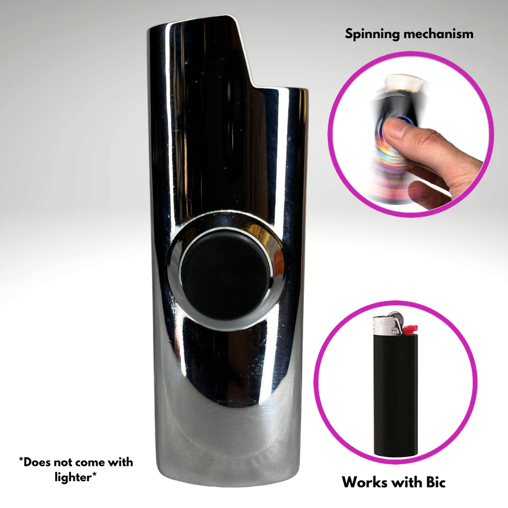 Metal SLVR Surfer ~ Fidget Spinner Case for Bic Lighters