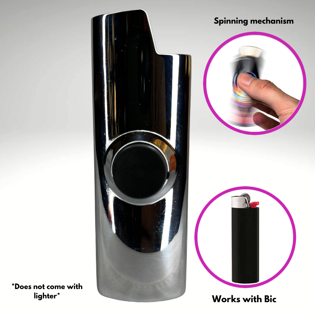 Metal SLVR Surfer ~ Fidget Spinner Case for Bic Lighters