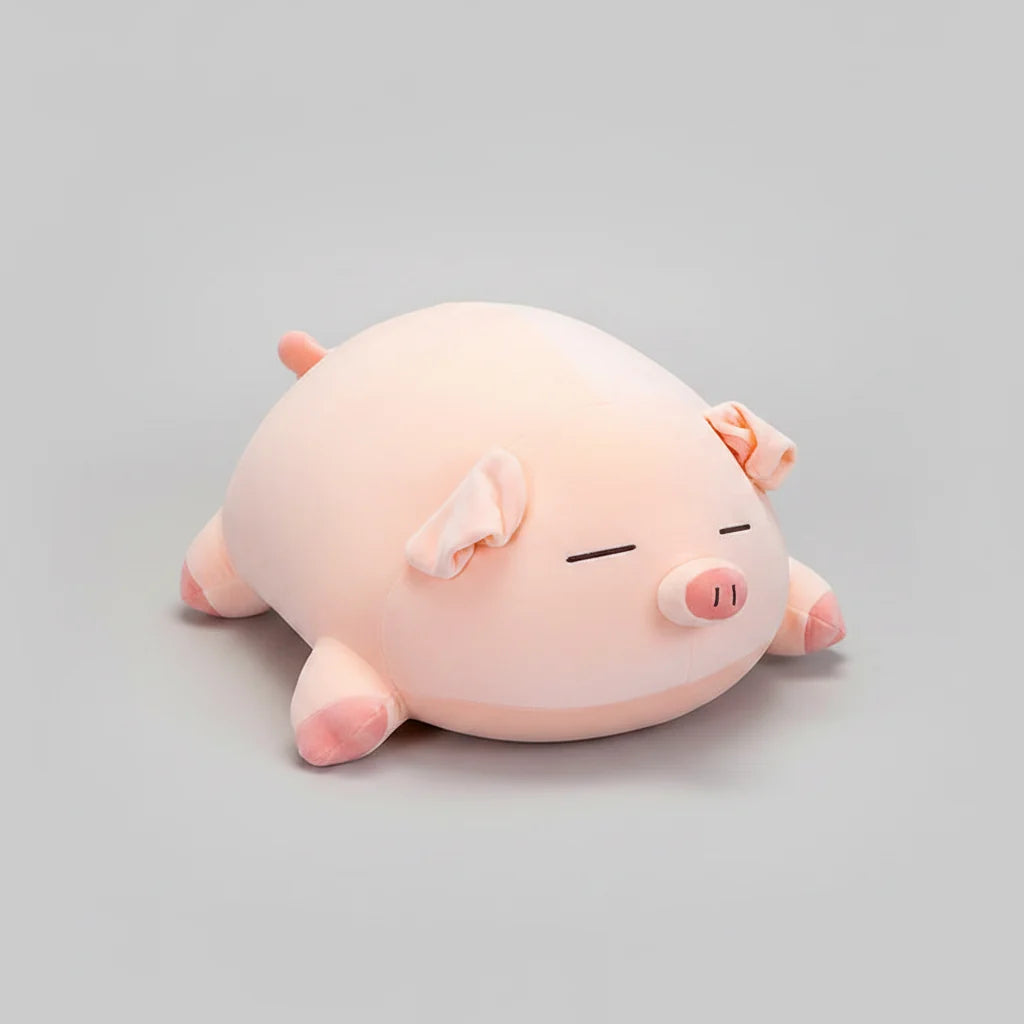 Kawaii Pink Piglet Plush Toy – Soft Stuffed Pig Sleeping Pillow in Open & Close Eye (40–80cm)