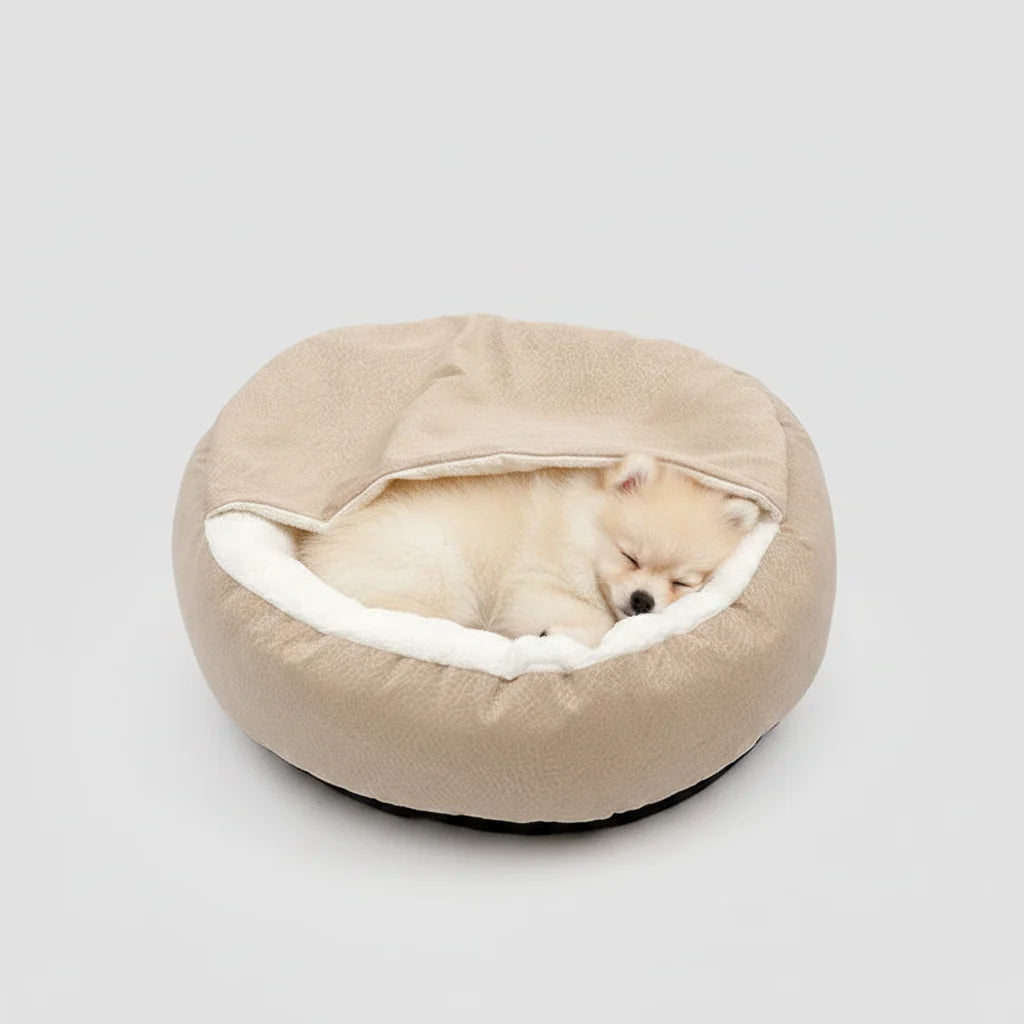 Benepaw Orthopedic Hooded Dog & Cat Cuddler Bed – Winter Warm Waterproof Dirt-Resistant Donut Nest with Blanket, Machine Washable (4 Colors, S–L)