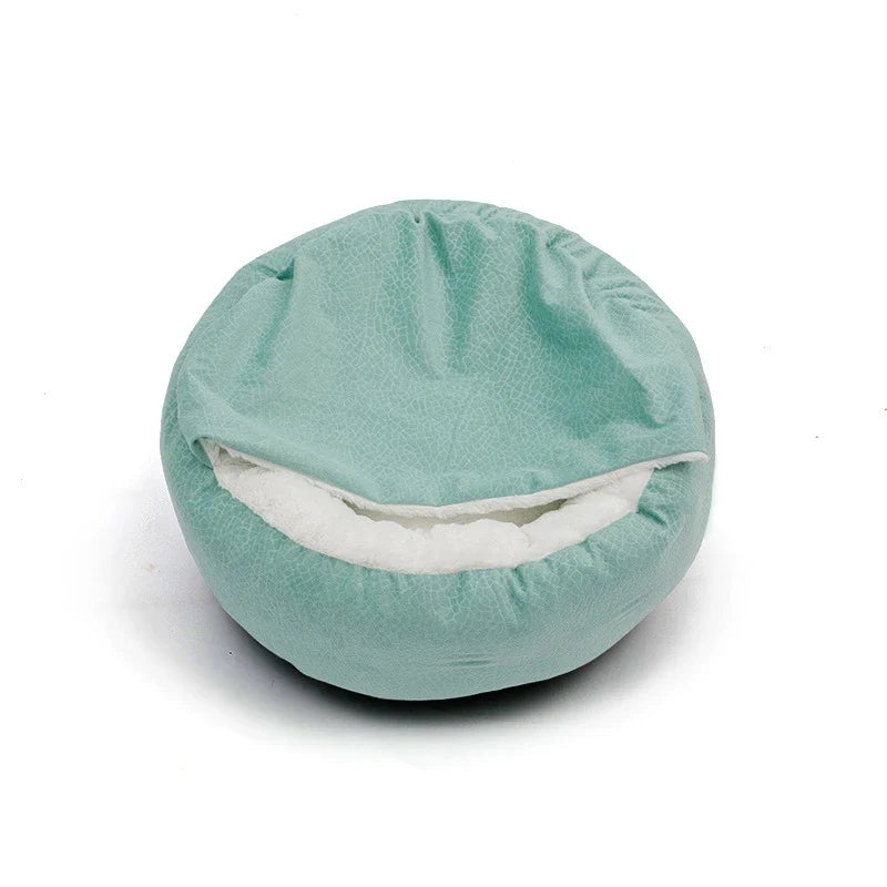 Benepaw Orthopedic Hooded Dog & Cat Cuddler Bed – Winter Warm Waterproof Dirt-Resistant Donut Nest with Blanket, Machine Washable (4 Colors, S–L)