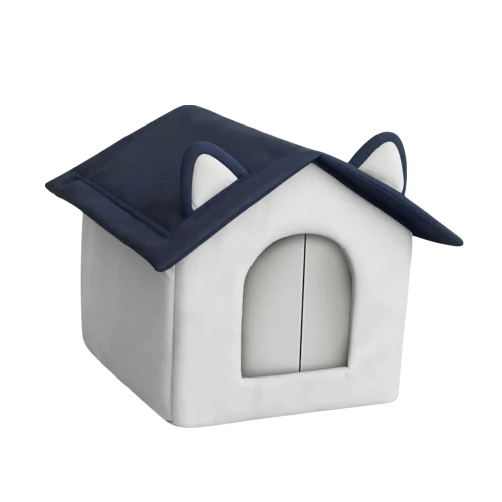 Outdoor Insulated Cat House – Windproof Waterproof Pet Shelter with Enclosed Door & Moisture-Proof Base, Grey (S–L)