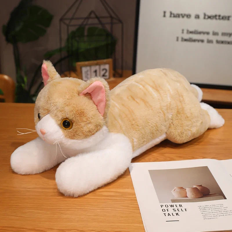 Realistic Kitten Plush Toy – Cute Sleeping Cat Stuffed Animal Pillow