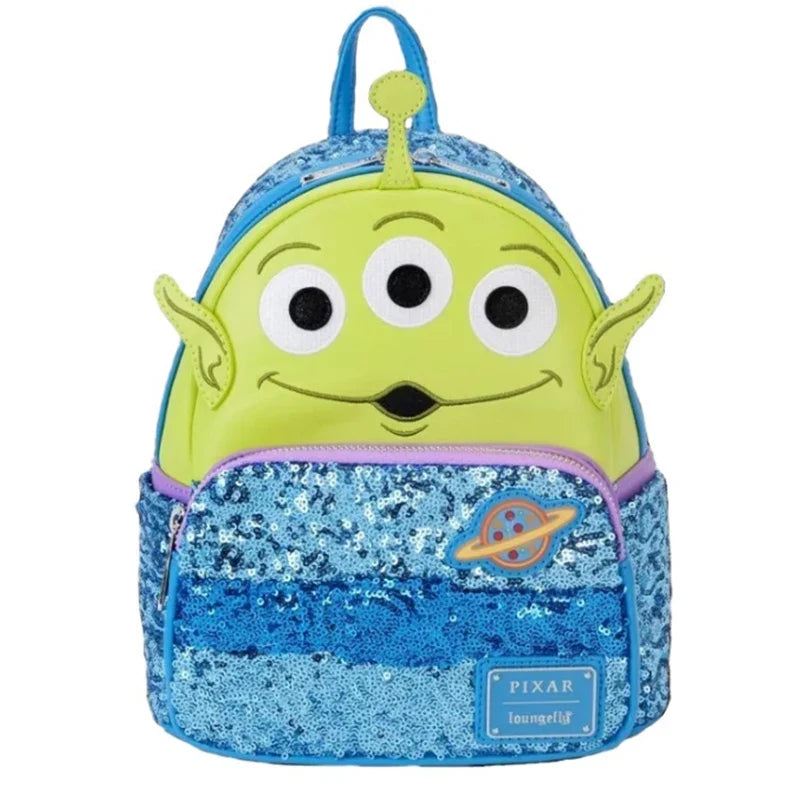 Cartoon Blue Alien Cartoon Plush Mini Backpack – Cute Anime Shoulder Bag for Girls and Kids