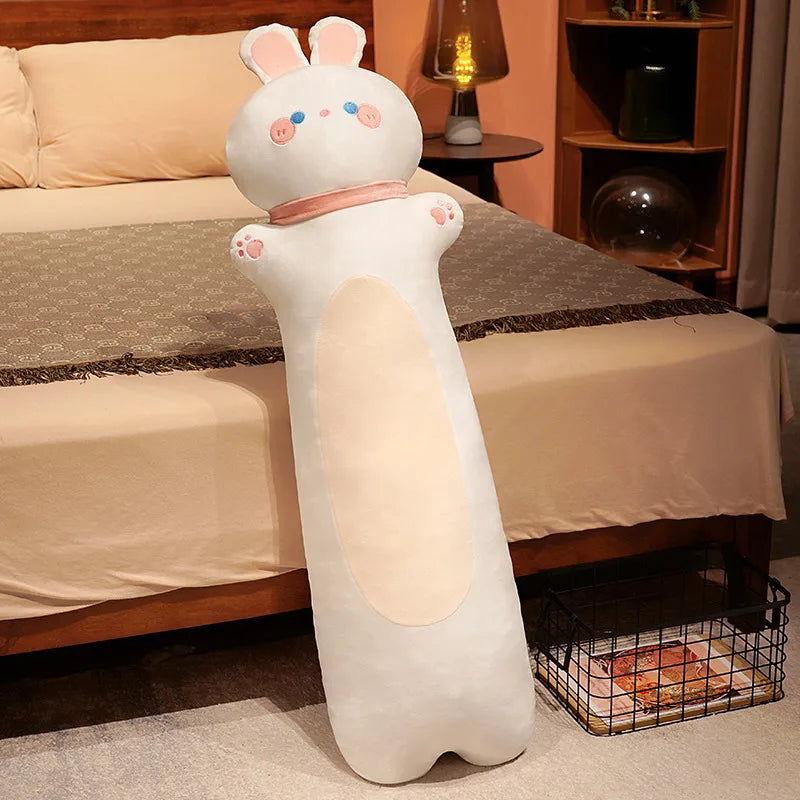 Long Animal Plush Body Pillow – Kawaii Fox Cat Rabbit Husky Monkey Stuffed Toy