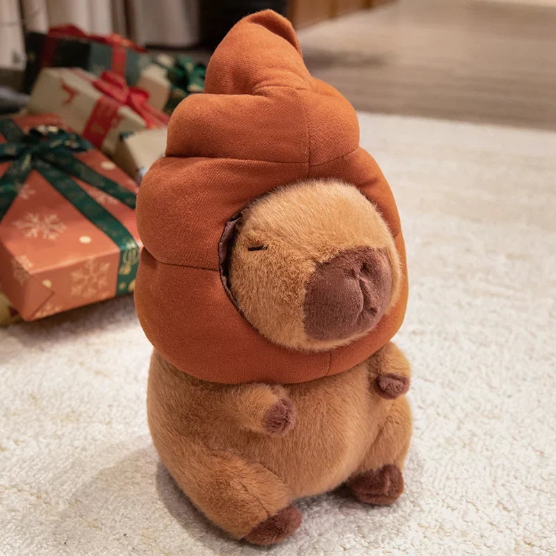 Capybara Plush Toy with Funny Hat – Cute Stuffed Animal