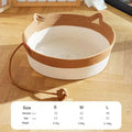 Japanese Hand-Woven Rattan Cat Basket – Summer Cooling Round Pet Bed, Cotton Rope, Optional Cushion, 3 Colors & 3 Sizes