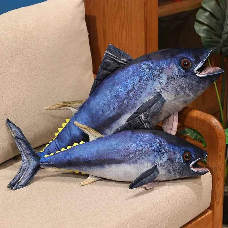 Realistic Tuna Fish Plush Pillow – Soft Stuffed Tuna Body Cushion