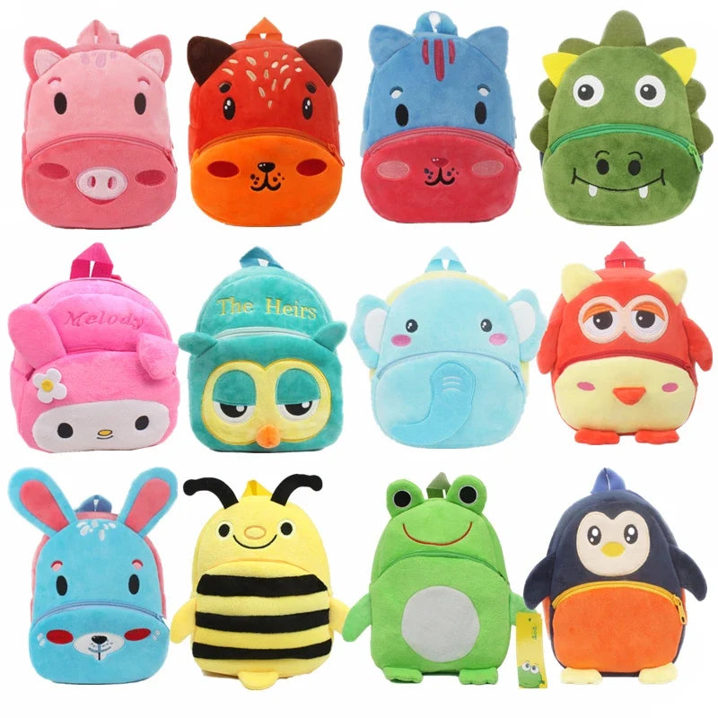 Fashion 3D Cartoon Print Children School Bags – Plush Kids Backpack for Boys & Girls, Mini Book Bag for Kindergarten