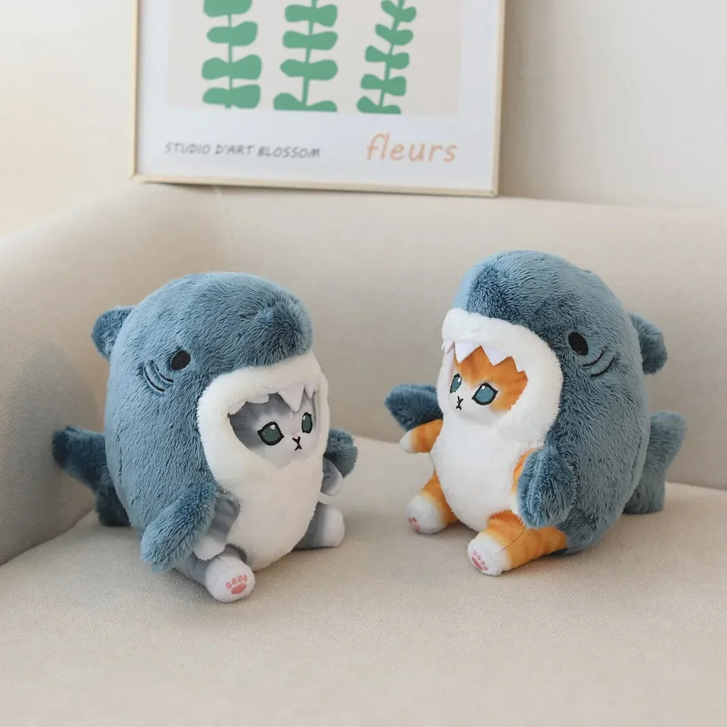 Kawaii Shark Cat Plush Toy – Soft Colorful Stuffed Doll for Kids