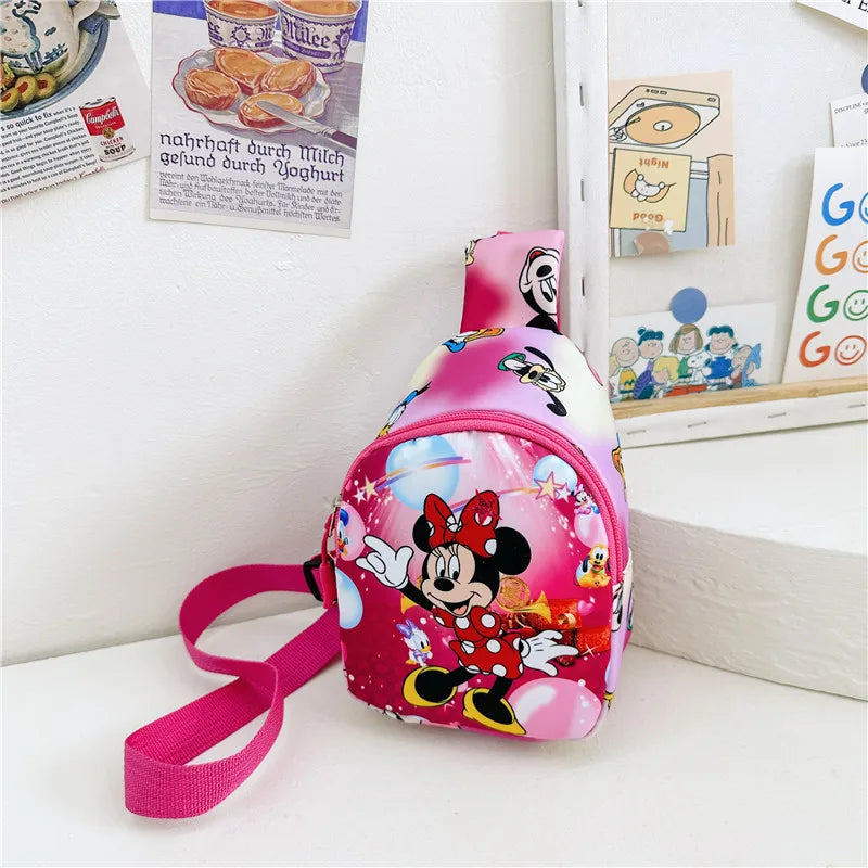 Children’s Fashion Shoulder Bag - Cartoon Mouse Cartoon Mouse Daisy Kids Chest Bag for Boys and Girls, Kindergarten Backpack