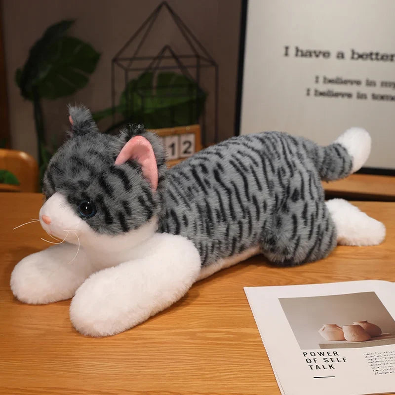 Realistic Kitten Plush Toy – Cute Sleeping Cat Stuffed Animal Pillow
