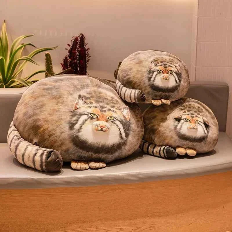 Pallas's Cat Plush Toy – Realistic Manul Cat Stuffed Animal Pillow