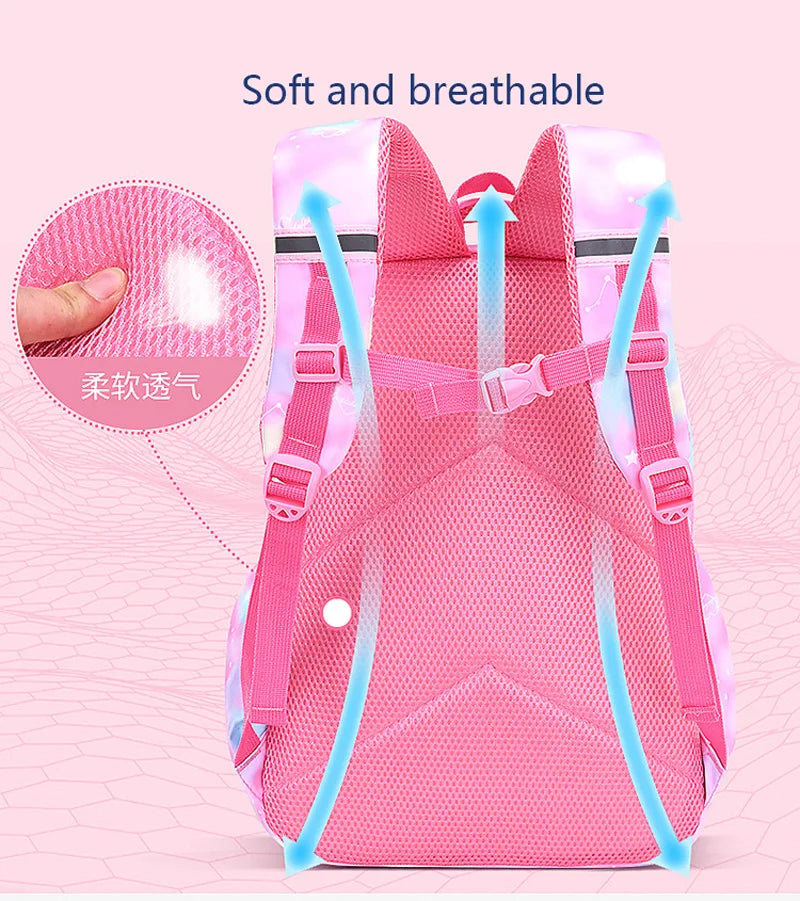 Pink Children Girl Backpack – Kawaii Cute School Bag for Kids & Teens, Waterproof Primary Schoolbag