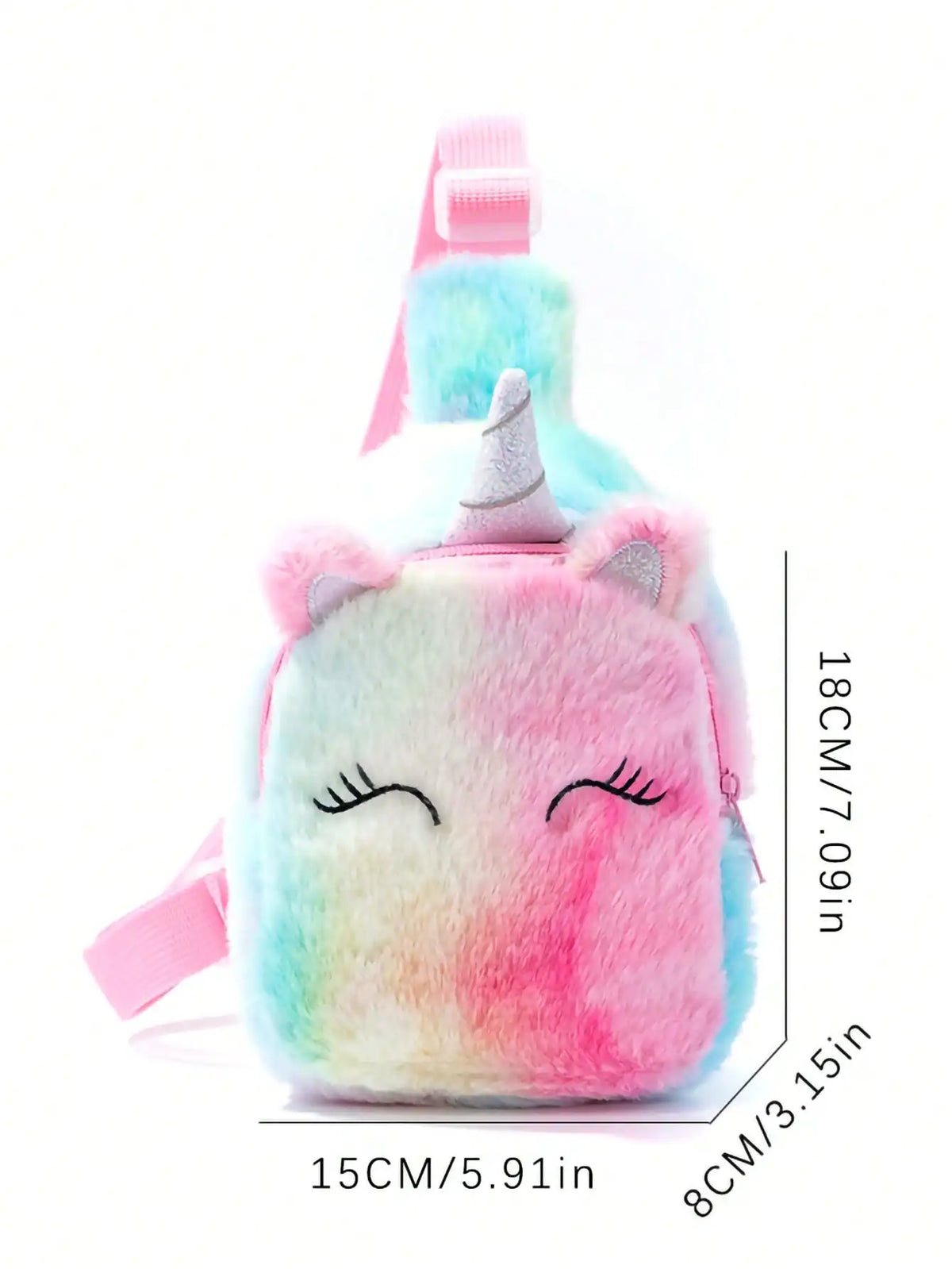 1 Pc Girls Cute Cartoon Plush Unicorn Chest Bag – Colorful Shoulder Crossbody Storage Bag for Daily Use