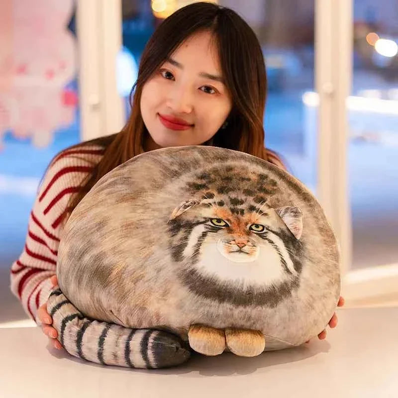 Pallas's Cat Plush Toy – Realistic Manul Cat Stuffed Animal Pillow