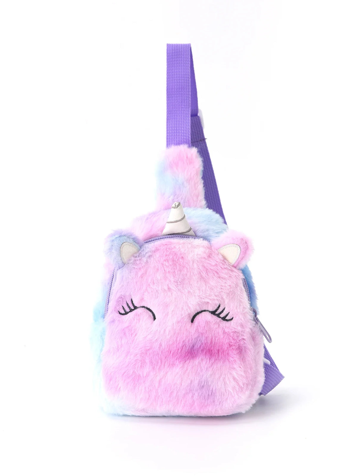1 Pc Girls Cute Cartoon Plush Unicorn Chest Bag – Colorful Shoulder Crossbody Storage Bag for Daily Use