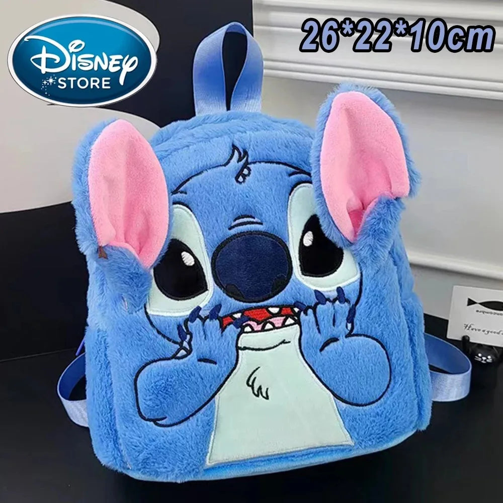 Cartoon Plush Backpack – Blue Alien Cartoon Large Capacity Cartoon School Bag for Kids