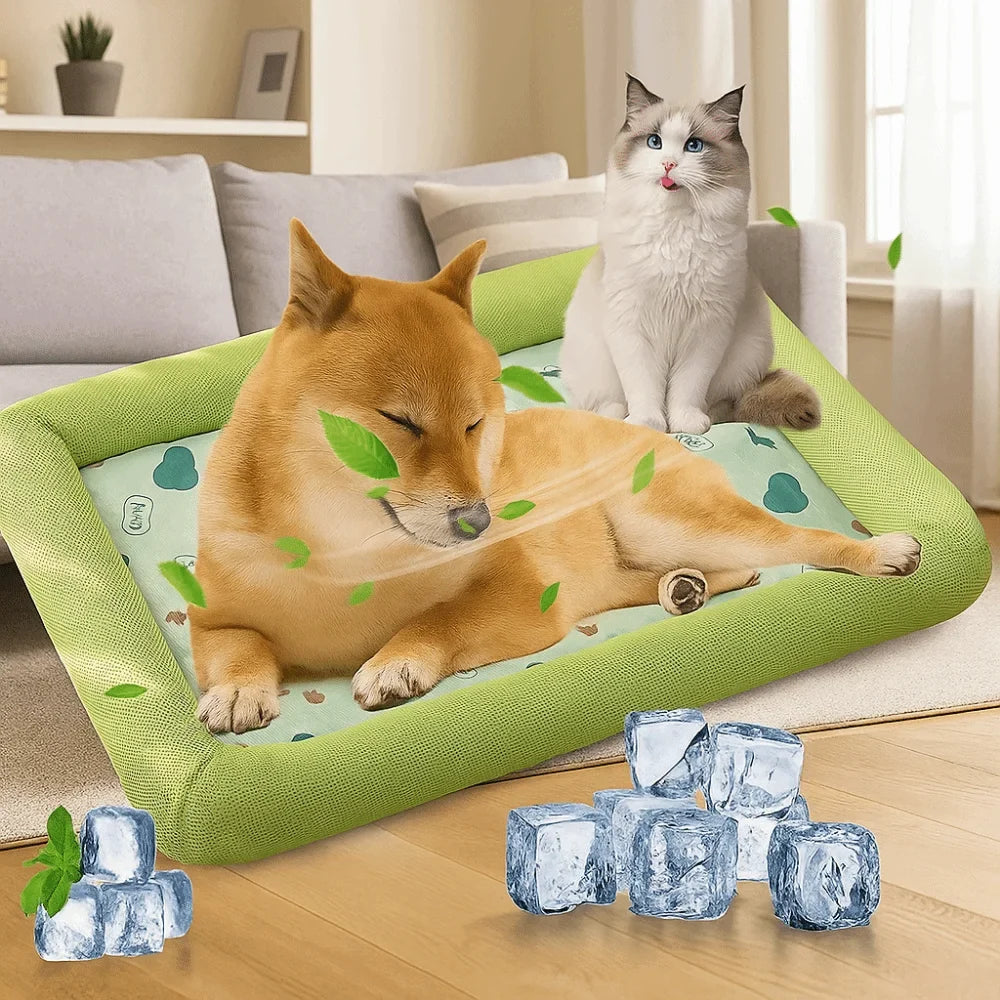 Cooling Pet Bed Mat for Dogs & Cats – Breathable Waterproof Anti-Slip Square Sleeping Pad (2 Colors, S–XL)