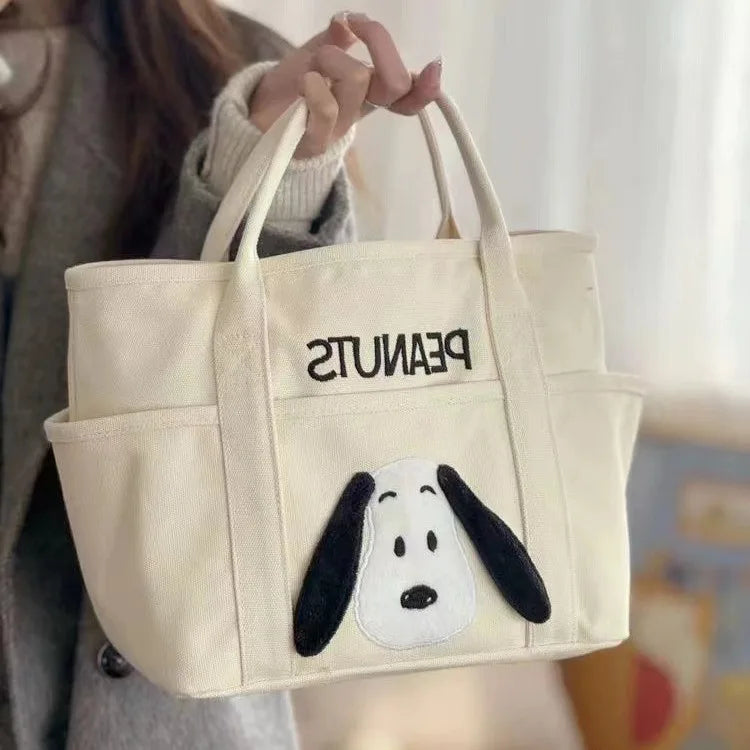 Snoopy Canvas Shoulder Bag – Large Capacity Multi-Pocket Handbag