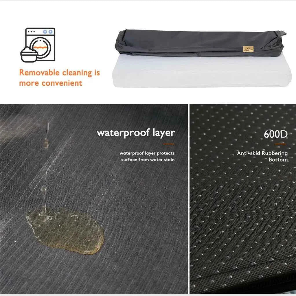 Orthopedic Dog Mattress Bed – Thick Sponge Foam Crate Cushion with Removable Washable Waterproof Cover, M/L/XL/XXL