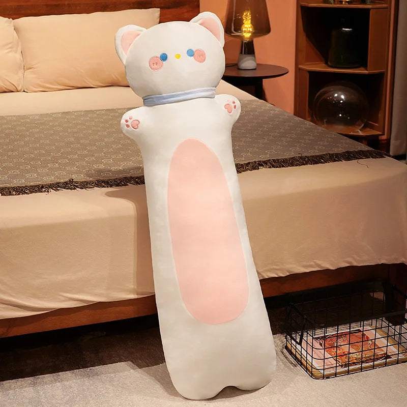 Long Animal Plush Body Pillow – Kawaii Fox Cat Rabbit Husky Monkey Stuffed Toy