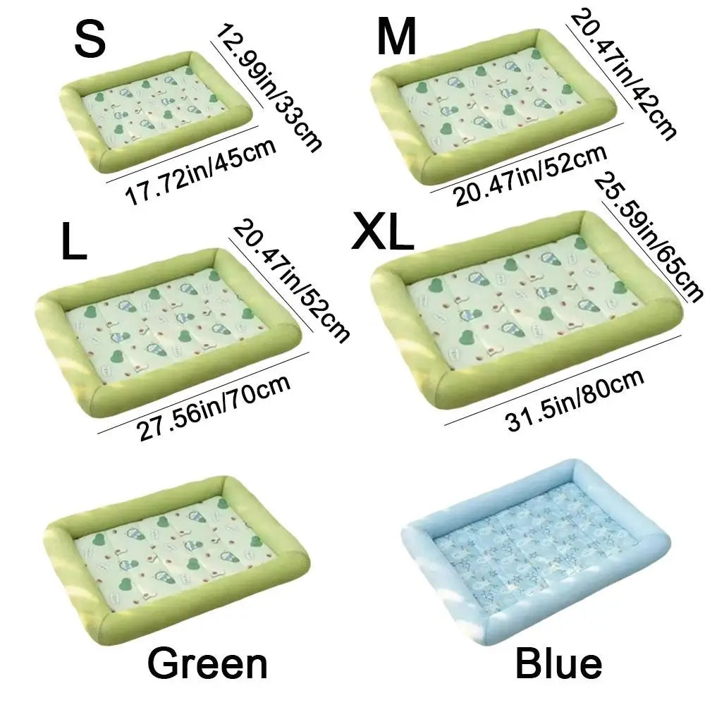 Cooling Pet Bed Mat for Dogs & Cats – Breathable Waterproof Anti-Slip Square Sleeping Pad (2 Colors, S–XL)