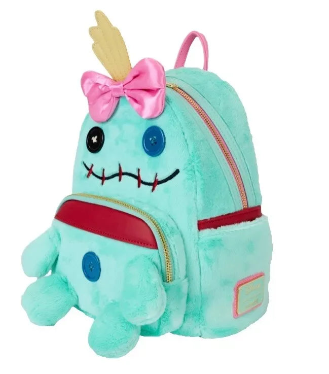Cartoon Blue Alien Cartoon Plush Mini Backpack – Cute Anime Shoulder Bag for Girls and Kids
