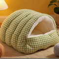 Kawaii Thermal Plush Pet Cave Bed – Cozy Enclosed Sleeping Bag House for Cats & Small Dogs (10 Colors)