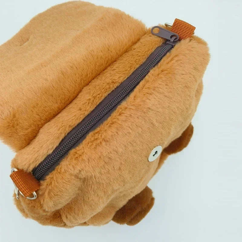 Plush Capybara Faux Fur Kids Backpack - Cute Large Capacity School Bag