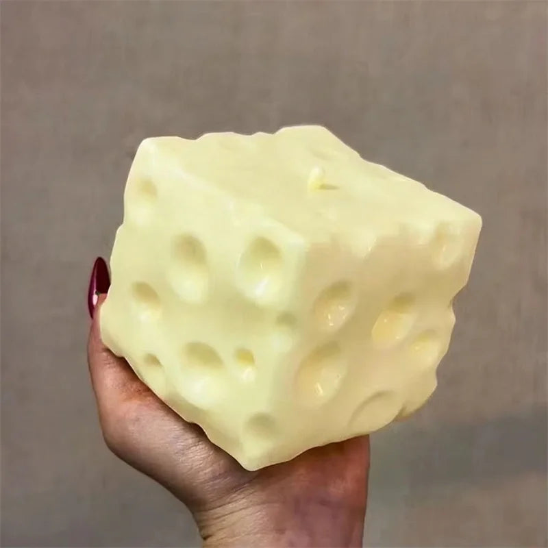 *-*Jumbo Cheese Cube Stress Ball Big Cheese Shapeable Squeeze Ball Non-Bounce Fidget Toy ASMR Sensory Anti-Stress Festival Gift