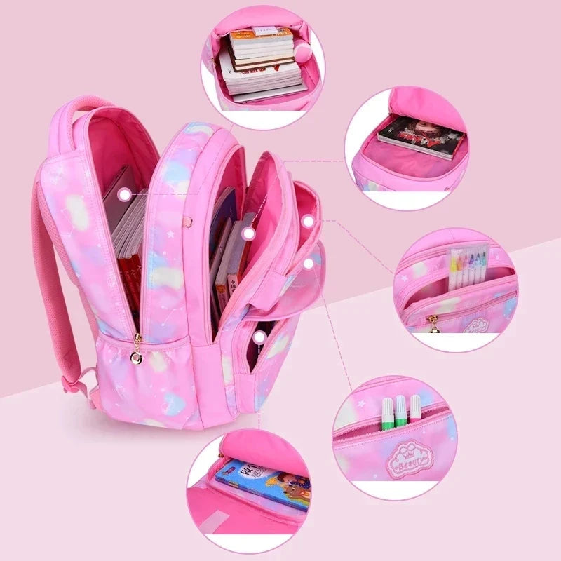 Pink Children Girl Backpack – Kawaii Cute School Bag for Kids & Teens, Waterproof Primary Schoolbag
