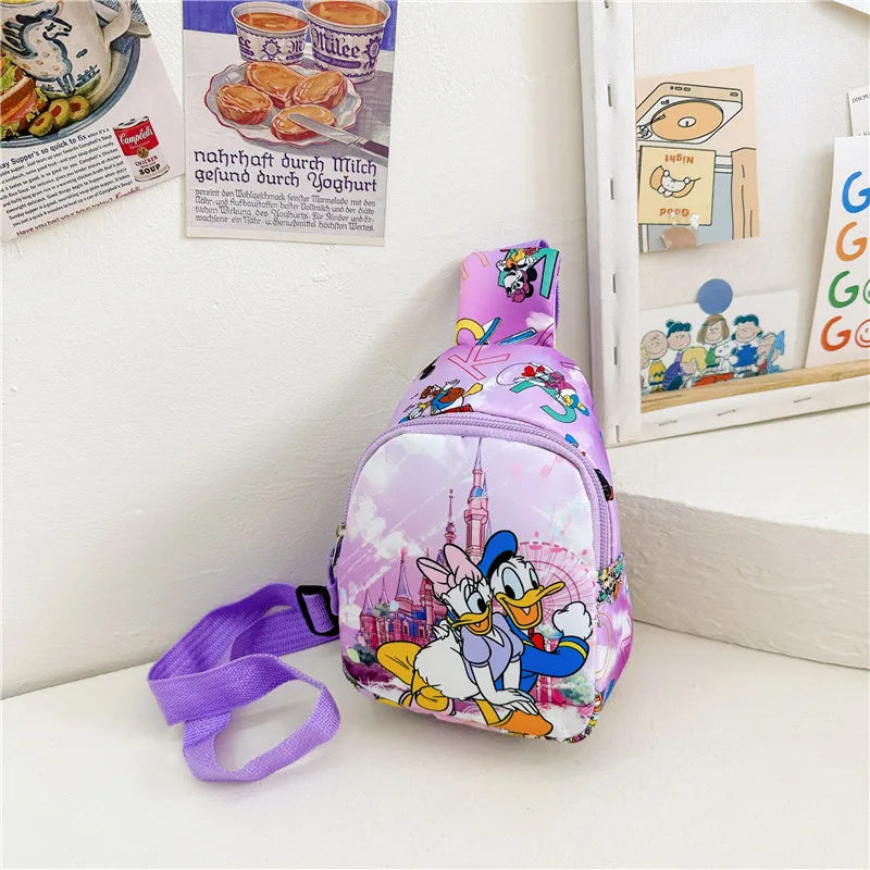 Children’s Fashion Shoulder Bag - Cartoon Mouse Cartoon Mouse Daisy Kids Chest Bag for Boys and Girls, Kindergarten Backpack